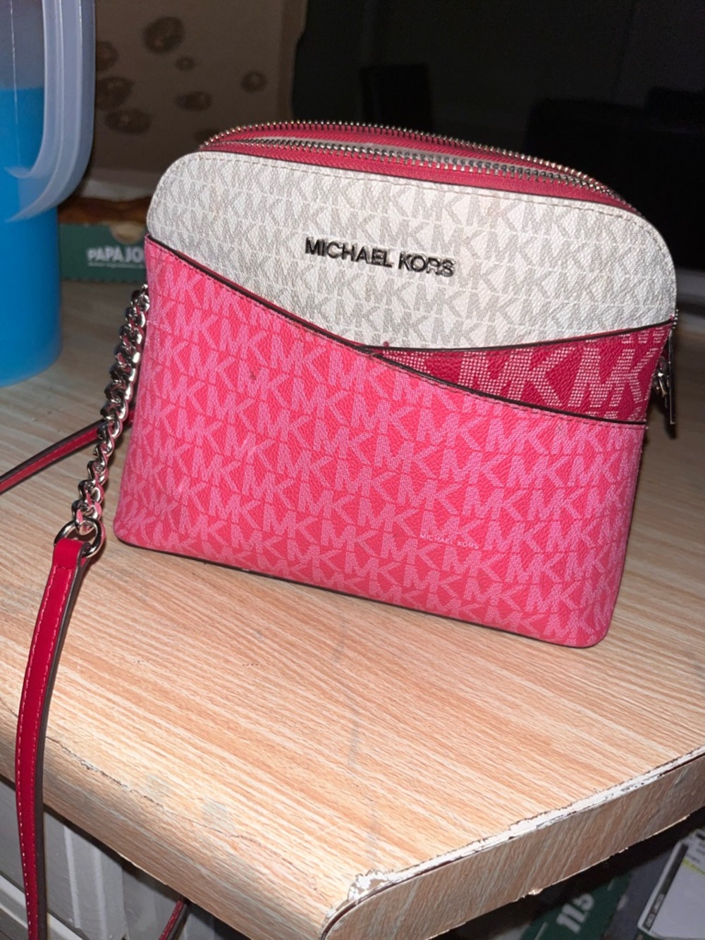 Michael Kors Pink and White Signature Crossbody